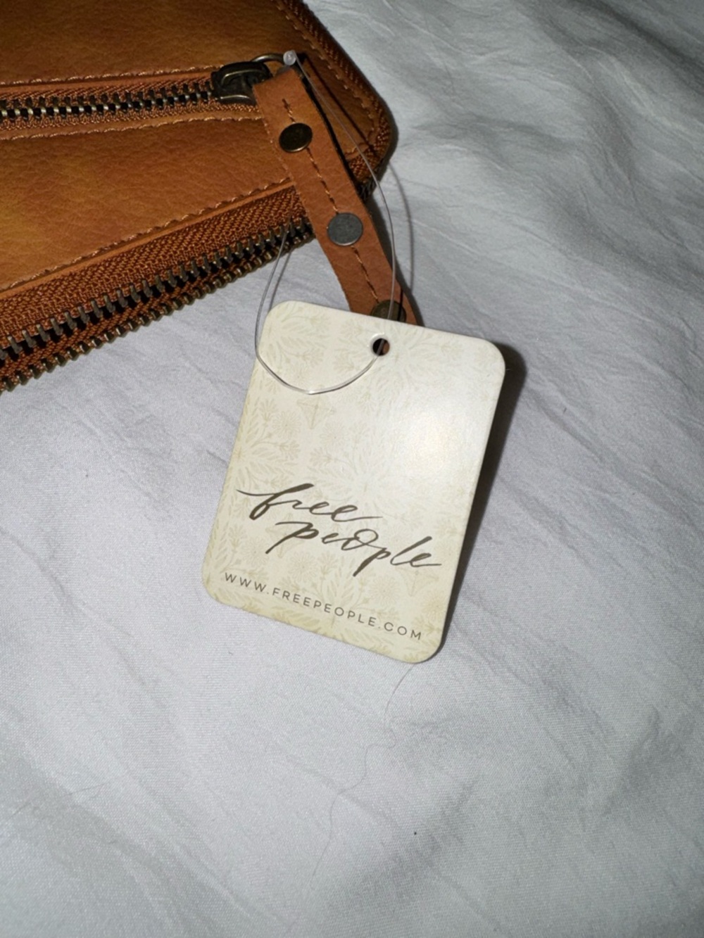 Free People Tan Leather Zip Wristlet Wallet - Picture 6 of 8